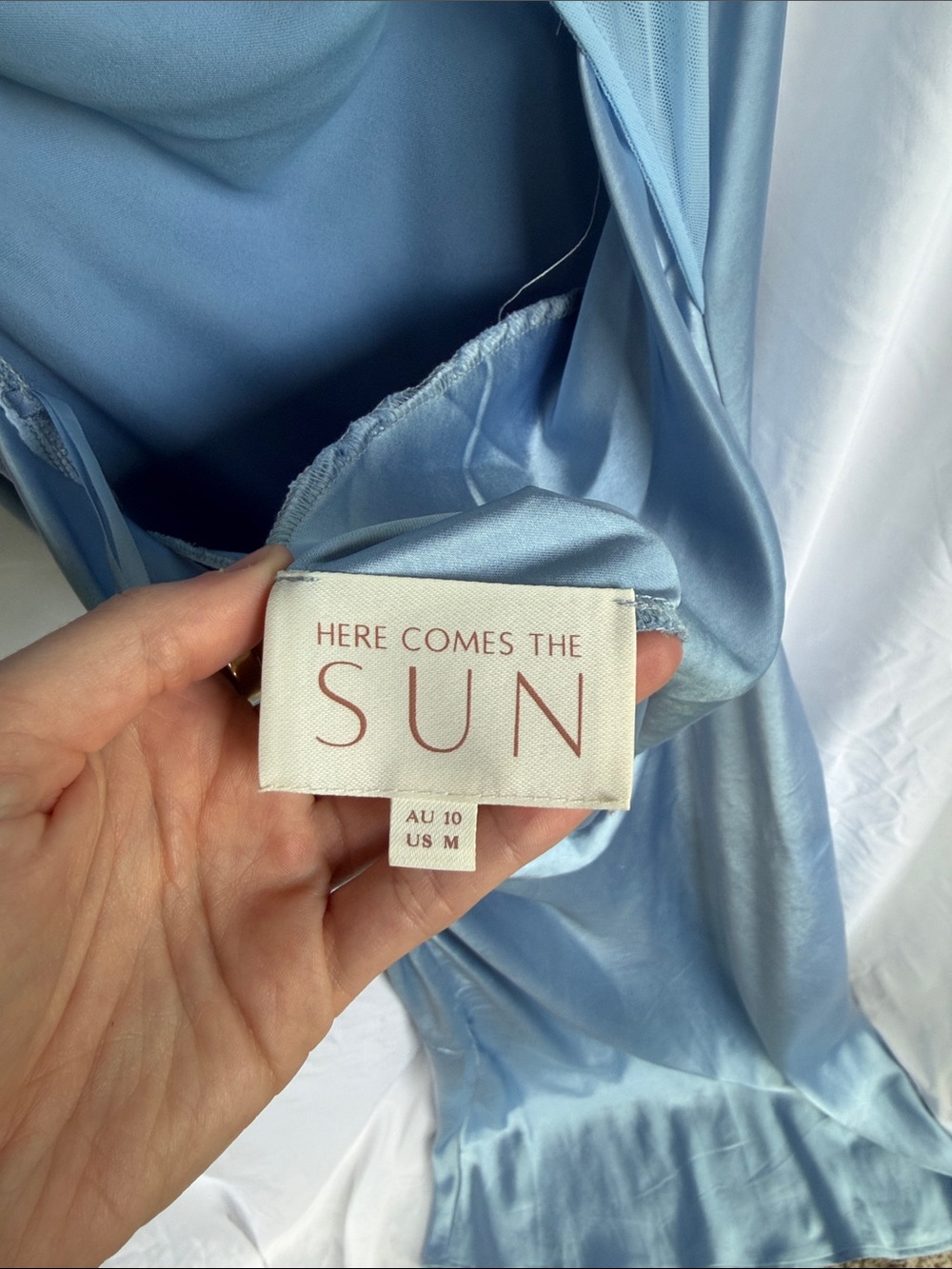 Hello Molly Light Blue Satin Cowl Neck Maxi Dress, blue bridesmaid dress - Picture 7 of 10